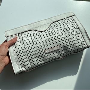 NWT BCBG MAXAZRIA White Leather Cut-Out Clutch Bag Purse